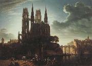 Karl friedrich schinkel Gothic Cathedral by the Waterside (mk450 china oil painting reproduction